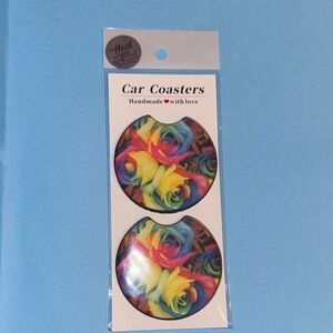 Rainbow Rose Car Coasters